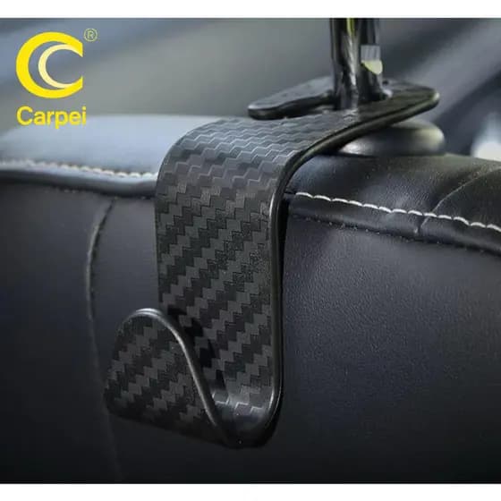 Gancho Oculto para Encosto de Cabeça do Carro Fibra de Carbono Suporte Multiuso Universal