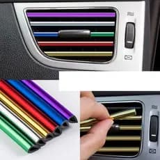 10 Peças Friso Decorativo Universal 20cm Saída de Ar do Painel Automotivo Colorido Carpei