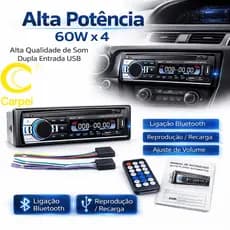 Aparelho De Som Automotivo Rádio 25W De Carro Bluetooth Pendrive SD Rádio Aux In Mp3 Player Multicolor Visor Led JSD-520