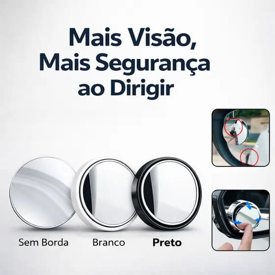1 par - Espelho Retrovisor Carro Moto  Fixo Móvel Auxiliar Externo Pontos Cegos 5cm Universal Carpei