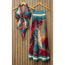 Kit Conjunto Body Maiô E Pareô Saida De Praia Premium Saída de banho Body Maiô