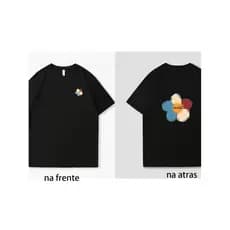 Camiseta bulsa masculino feminina dois estampada flor manga curta  unissex
