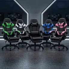 Cadeira Gamer Premium Escritório Giratória 360º Reclinável Apoio Para Pés E Encosto Ajustável Couro