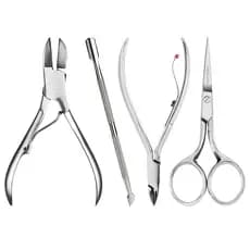Kit Manicure Completo Tesourinha + Cortador Grande + Alicate de Unha + Empurrador de Cutículas