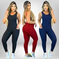 Macacão Feminino Longo Fitness Legging Academia Macacão Esportivo Liso