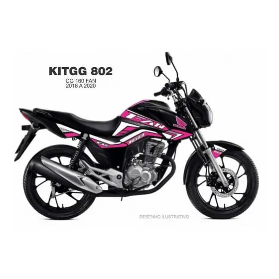 Kit Adesivo Premium Personalizado Branco Rosa Honda Cg 160 Fan Ano 2018 2019 2020