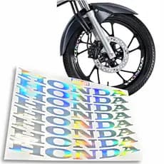 Adesivo Holográfico para Roda Honda CG, Titan, Fan, Start e Twister – Cartela 8 Unidades Aros  17 18