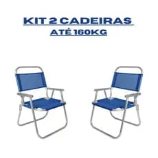 KIT COM 2 CADEIRAS DE PRAIA PLUS SIZE ATÉ 160KG