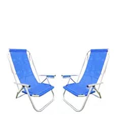 KIT COM 2 CADEIRAS ESPREGUIÇADEIRAS DE PRAIA CAMPING JARDIM PISCINA 5 POSIÇÕES ATÉ 140KG NYLON