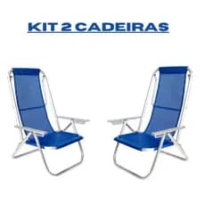 KIT COM 2 CADEIRAS ESPREGUIÇADEIRAS DE PRAIA 5 POSIÇÕES ATÉ 150KG