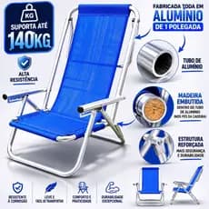 CADEIRA ESPREGUIÇADEIRA DE PRAIA 5 POSIÇÕES ATÉ 150KG SUPER RESISTENTE