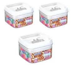 Kit 3 Potes Herméticos 400ml cada Acrílico Organizador Cozinha Mantimentos