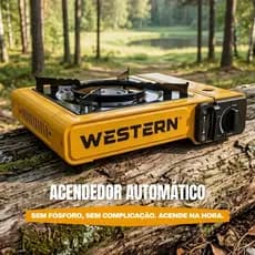 Fogareiro Portátil Western Camping Pesca Adulto Amarelo Á Gás