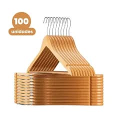 CABIDES DE MADEIRA LUXO 100 UNIDADES  MARFIN GUARDA ROUPAS NOVO ATACADO