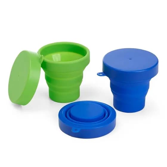 Copo Dobrável Retrátil de Silicone 150ml com Tampa Criança Infantil Aulas Escola