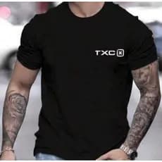 Camisa Camiseta "TXC"  Lado Alto Estilo Confortável Gola Redonda 100% Algodão