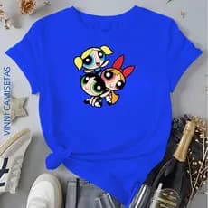 Camiseta Feminina Estampada Meninas Super Poderosas Blusa 100%Algodão Desenho