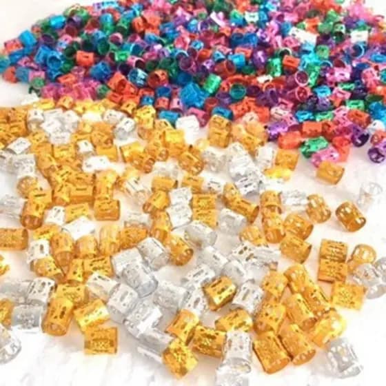Kit 100 Anéis Em Metal Para Cabelo Trança Box Braids Dreads Tererês Com Regulagem（Merlin）
