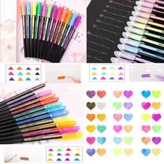 Kit com 12/24/36/48 Cores Caneta Gel ColorGel Tinta Glitter Pastel Neon Metal Escolar Ponta 1.0mm Metálico /Papelaria
