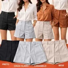 Short Alfaiataria Feminino Cintura Alta elegante Com Zíper E Botão Na Frente short Social Premium zero transparencia