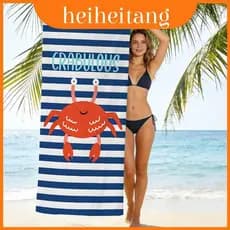 Toalha De Praia Listrada Com Padrão De Poliéster Tecnologia Quickdry Para Uso Em Férias E Piscina