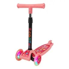Patinete Infantil Menina 3 Rodinhas Com Luz Led Rosa Infantil Girls