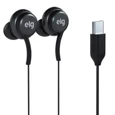 Fone de Ouvido Intra-Auricular, Entrada Tipo-C, Microfone, Cabo Trançado 1,2m, Preto, EPTCBK, ELG