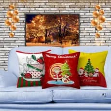 Kit 3 Capas Natalinas Para Decoração Luxo Casa