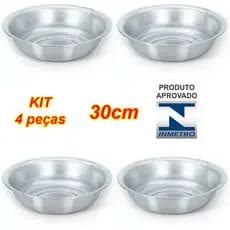 KIT - 4 Bacias em Aluminio Nº 30 - Tigela Multiuso Cuba