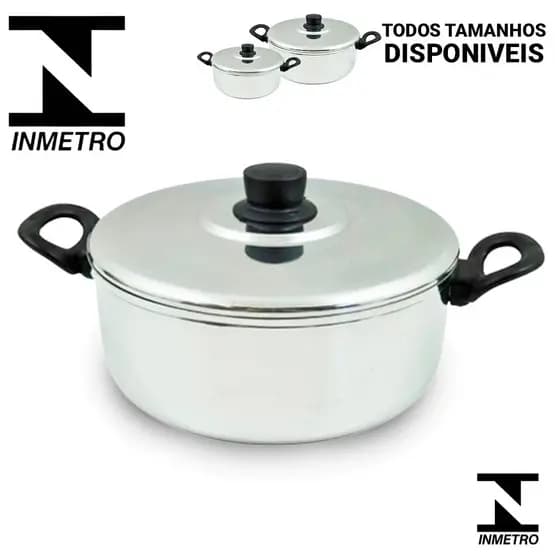 Panela Caçarola Individual de Alumínio Polido - Tamanhos de 16 ao 24 Aluminio Grosso Resistente Tamanhos