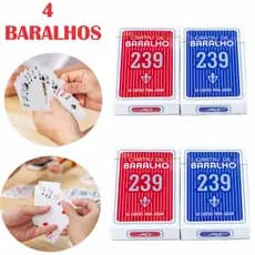 Kit 4 Baralhos de Canastra Poker 54 Cartas Papel 239 Profissional