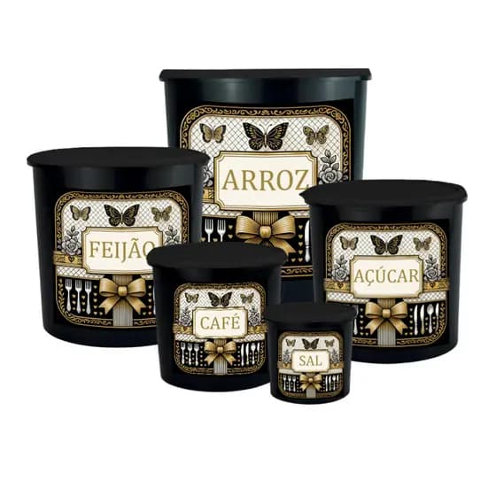 Kit de potes mantimentos 5 peças plástico porta mantimentos para cozinha
