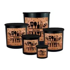 Kit 5 Potes Mantimento Jogo Plástico Porta Mantimentos e Organizadores de cozinha com Adesivo