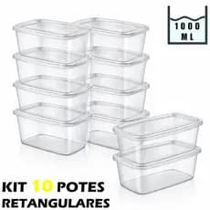 Kit 5 /10 Marmita Potes 1000ml BPA FREE - Alimentos organizadores de congelador