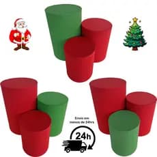 Kit Trio Capa de Cilindro Várias Cores Decoração Festa Veste Fácil NATAL