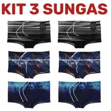 3 Sungas Boxer Estampada Tropical Moda Verão Adulto Masculina Envio Imediato