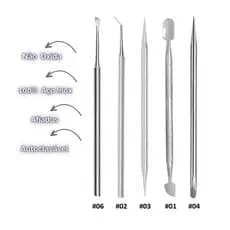 Super Kit Manicure Profissional 5 Itens Espátulas Palitos  Aço Inox - Pedicure  Podologia manicure
