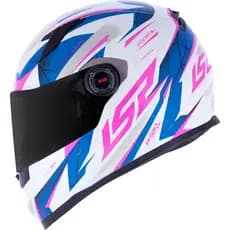Capacete Ls2 Ff358 Draze Branco Azul E Rosa Novo
