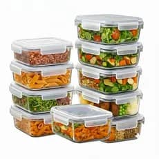 Kit 5 Potes de Vidro 640ml Hermético Marmita Fit com Tampa
