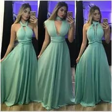 Vestido Longo Feminino Elegante de Roupa para Festa Natal fim de Ano Branco CASAMENTOS Oferta