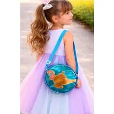 Mini Mochila Infantil Princesa| Bag Redonda PVC Não Molha com Alça Passeio e Escola