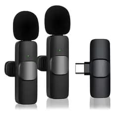 Microfone Lapela Sem Fio Duplo Para Celular USB Tipo C Live Podcast Vídeo Gravação TikTok YouTube Android