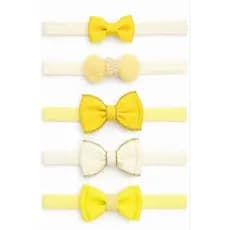 Kit 5 Laços Bebê Menina Faixinha Delicada Macia Tiara Infantil Enxoval Recém Nascido Luxo na meia de seda Maternidade