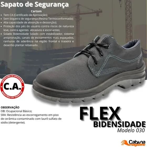 Sapato de Segurança Cartom Flex Bidensidade CA 16479 - Preto