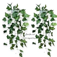 2 kit Planta Decorativa + Vaso BRANCO LISO 1 Pendente Artificial Folhas de Hera
