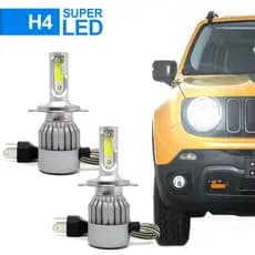 Par Lâmpadas H4 Farol Alto Baixo Jeep Renegade 2015 2016 2017 2018 2019 2020 Super Led C6 6000k Efeito Xenon