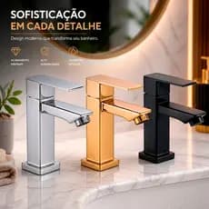 Torneira Lavabo Banheiro Luxo Metal Moderna 1/2 Quadrada Cuba