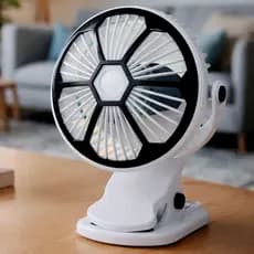 Ventilador Clip Portátil 3 Velocidades De Mesa Luminária LED USB Potente 720 Rotação