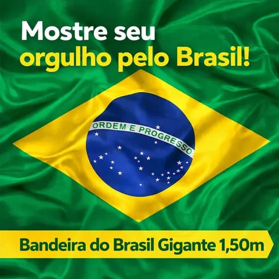 Bandeira do Brasil 1,50m Gigante Copa do Mundo Torcida Oficial 150x90cm Poliéster Resistente