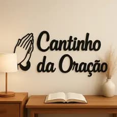 Aplique Decoração de Parede Cantinho da Oração Mdf 3mm Preto Autocolante Quadro